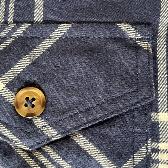 frank. by Frank And Oak Long Sleeve Blue and White Plaid Shirt Organic Size XL - Picture 4 of 10